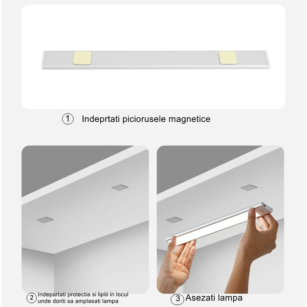 Lampă LED cu Senzor de Mișcare și Lumină – 30 cm, 21 LED-uri, 3 Moduri
