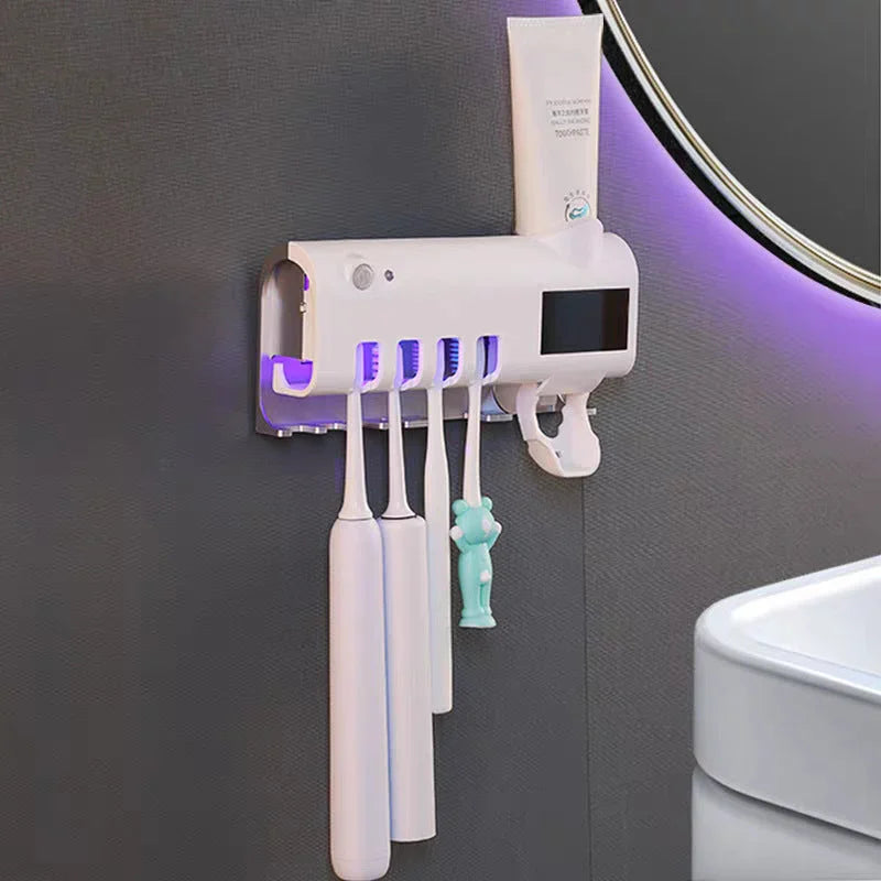 Suport Periuțe cu Sterilizare UV și Dozator Pastă